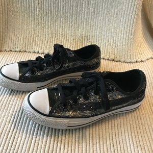 Converse Black Sequin All Star's